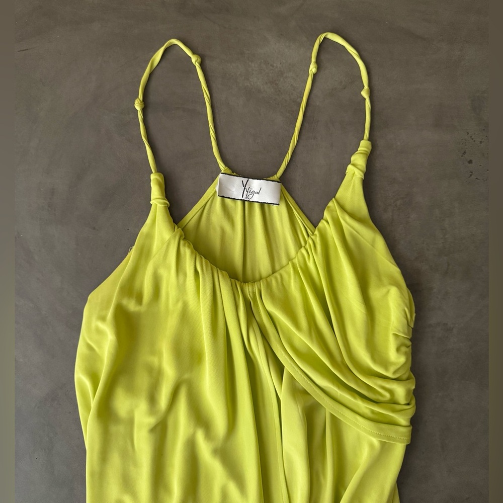 Yigal Azrouël Neon Chartreuse (Yellow + Green) Draped Dress - Picture 7 of 7